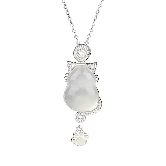 老庙 招财猫葫芦 纳福转运礼盒好运 精致新中式清冷感高级设计森系百搭显贵气质 可调节锁骨链表白仪式感 玉髓 项链 女款