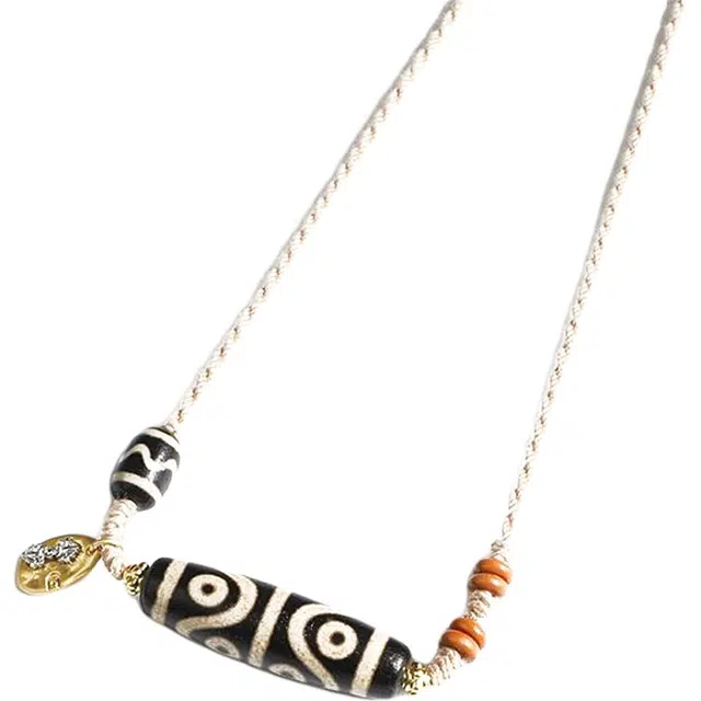 玉临门 聚缘药坑老油珠 九眼达洛珠国潮民族风 玛瑙 玉石项链 通用