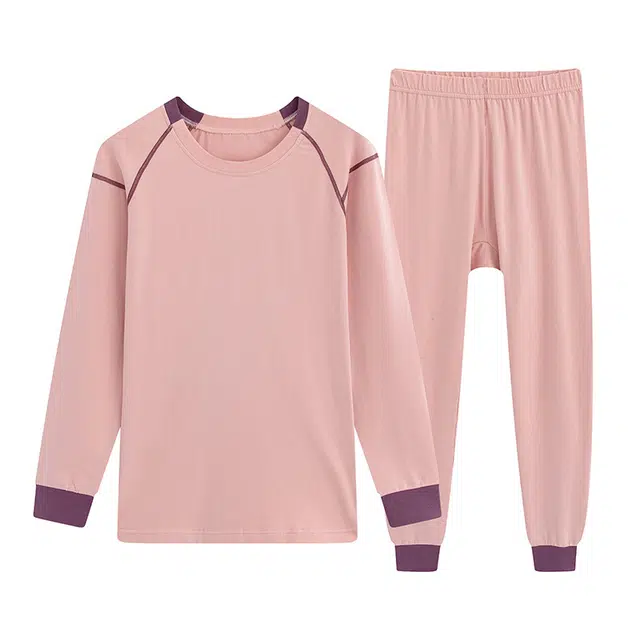 贴身领域 莱卡棉秋衣秋裤青少年纯棉全棉毛衫初中高中学生男士内衣保暖套装 女款