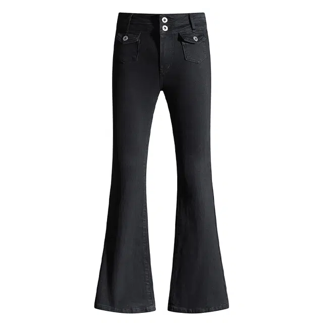 拾籍 辣妹风小众立体口袋设计弹力低腰显瘦百搭微宽松显腿长喇叭牛仔裤 女款