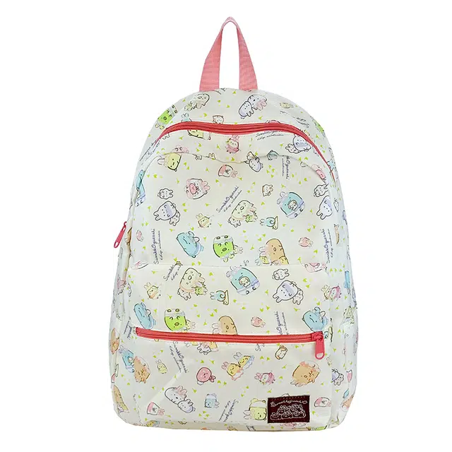 單倉 高颜值可爱卡通印花时尚设计通勤百搭学院风背包初高中学生大容量轻便耐磨书包 尼龙 双肩包 常规 女款 粉色/蓝色