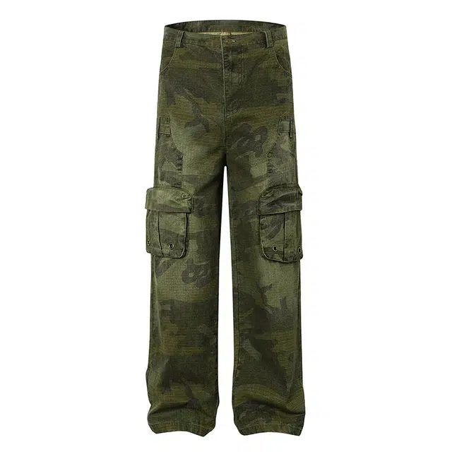 拾个壹先生 美式复古高街迷彩系小众宽松休闲百搭高级感长裤牛仔裤 男女同款