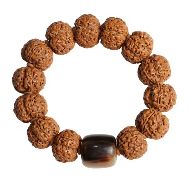 茂琼 新中式复古五瓣串珠文玩配饰盘玩佛珠时尚小众气质百搭精品满肉高级感串珠念珠#好运 金刚菩提 手串 男款