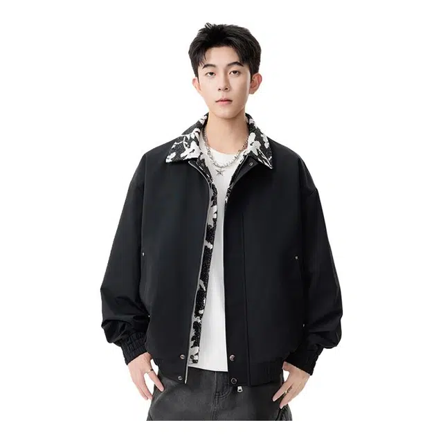 马员外 假两件领子通勤韩版潮流轻奢帅气翻领夹克 男款