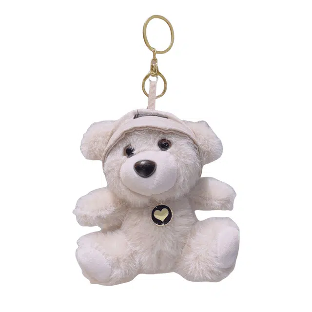 心水好物 可爱毛绒爱心小熊公仔挂饰钥匙扣手提包双肩包 聚酯纤维 挂件 男女同款情侣款