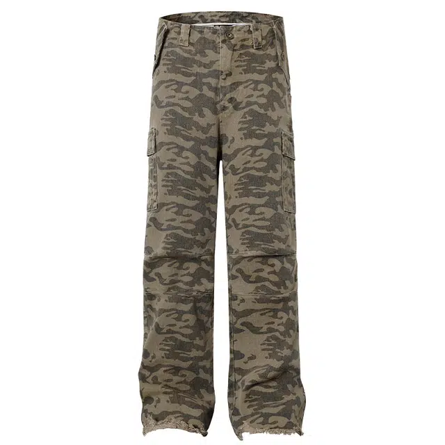 拾个壹先生 美式复古高街迷彩小众宽松休闲百搭高级感长裤牛仔裤 男女同款