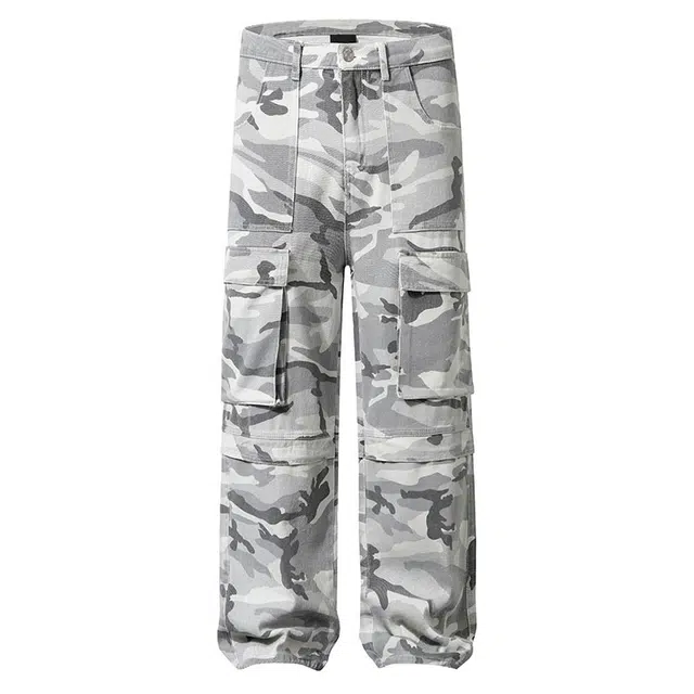 拾个壹先生 美式高街潮流小众迷彩宽松休闲百搭长裤牛仔裤 男女同款
