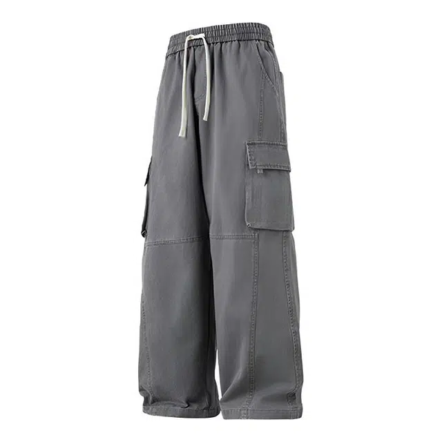 海尔斯 简约百搭美式高街纯色舒适直筒宽松系带休闲裤 男款