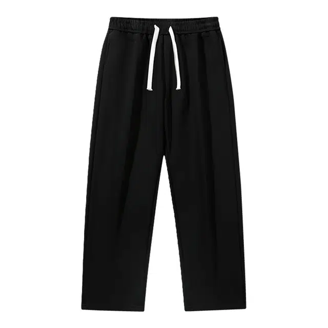 海尔斯 简约百搭纯色高街中腰直筒宽松系带休闲裤 男款