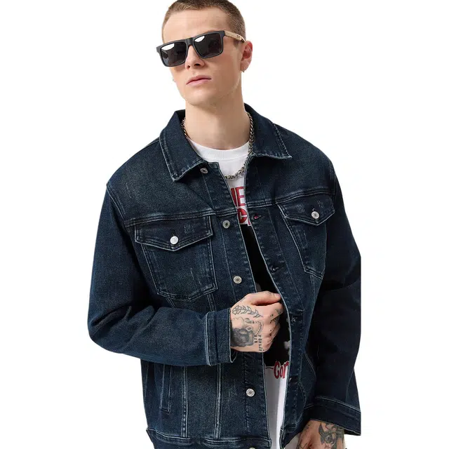 逆腾 秋季水洗夹克男美式潮牌宽松翻领男士弹力复古休闲牛仔外套 男女同款
