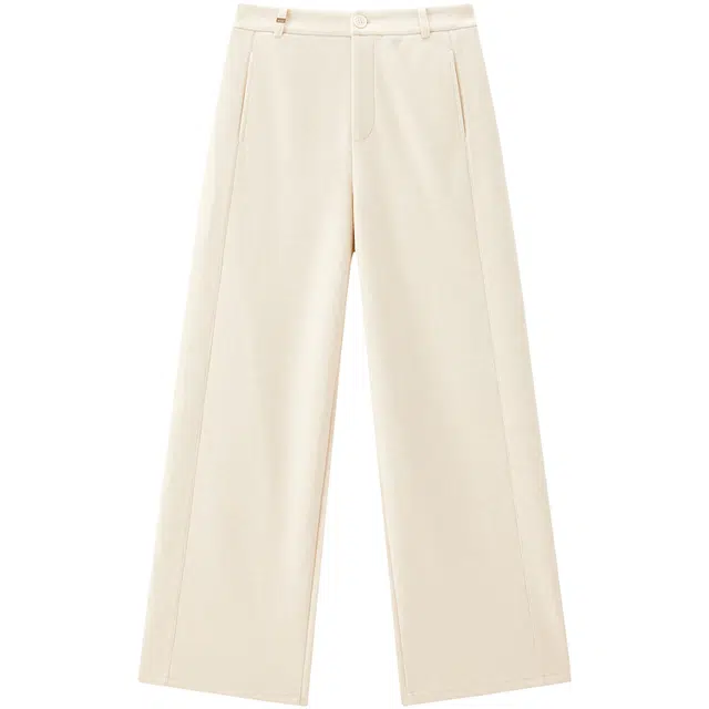 太平鸟 糯米裤简约时尚百搭宽松高腰直筒裤保暖阔腿休闲裤 女款