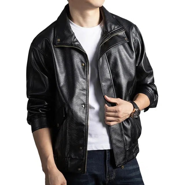 卡丹狄诺 秋冬宽松休闲机车风潮流百搭飞行员皮夹克男年轻时尚防风雅痞翻领外套男皮衣 男女同款