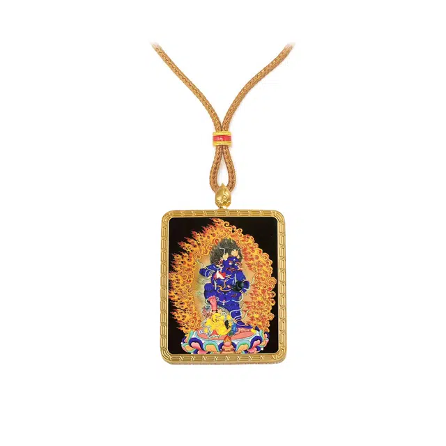 【百无禁忌百财来】 玉临门 时来运转国风大黑天唐卡藏式六臂玛哈嘎拉吊坠 藏传佛教护身符能量#好运 合金 项链 男女同款情侣款