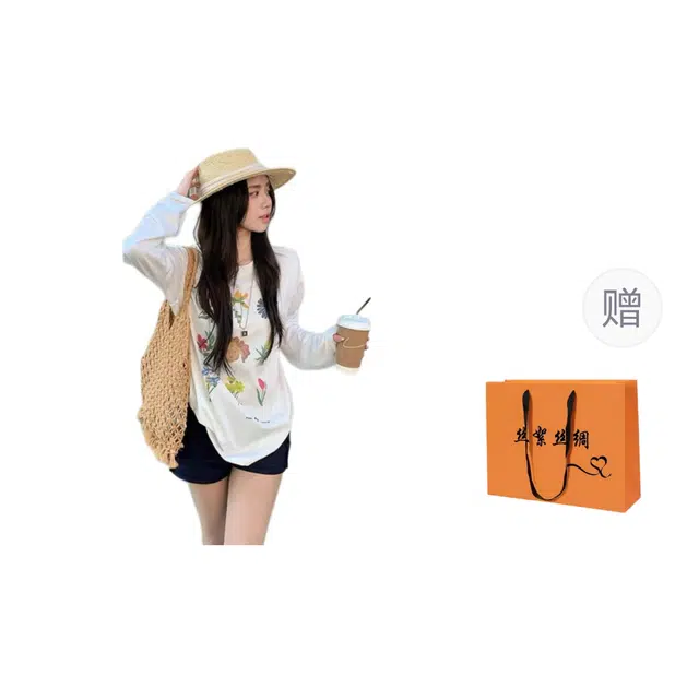 丝絮丝绸 秋装学院时尚慵懒风长袖宽松上衣卫衣 女款