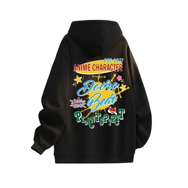 萌芽熊 萌芽熊美式艺术字母印花设计日常通勤宽松舒适纯色长袖连帽卫衣 男女同款