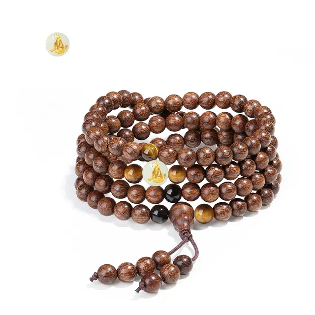 【普陀山官方已过香】 普陀山文创 鹏程万里上岸十二生肖守护转运文玩复古小众多圈叠戴#好运 金丝檀木 手串 男女同款情侣款