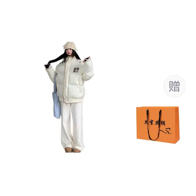 丝絮丝绸 冬季设计感面包服加厚保暖国潮棉衣外套棉服 女款