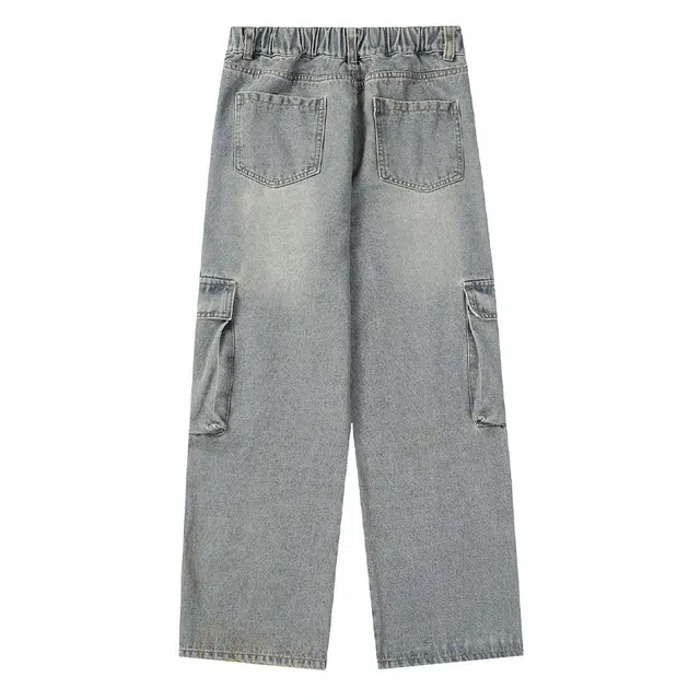 拾个壹先生 美式复古高街痞帅小众多口袋宽松休闲百搭设计感长裤牛仔裤 男女同款