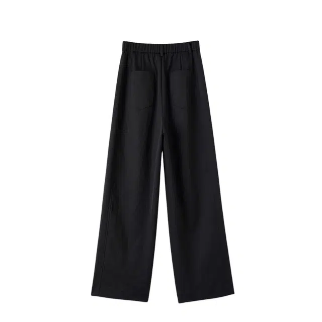 晚白 直筒版型微弹力有口袋高腰设计休闲裤 女款