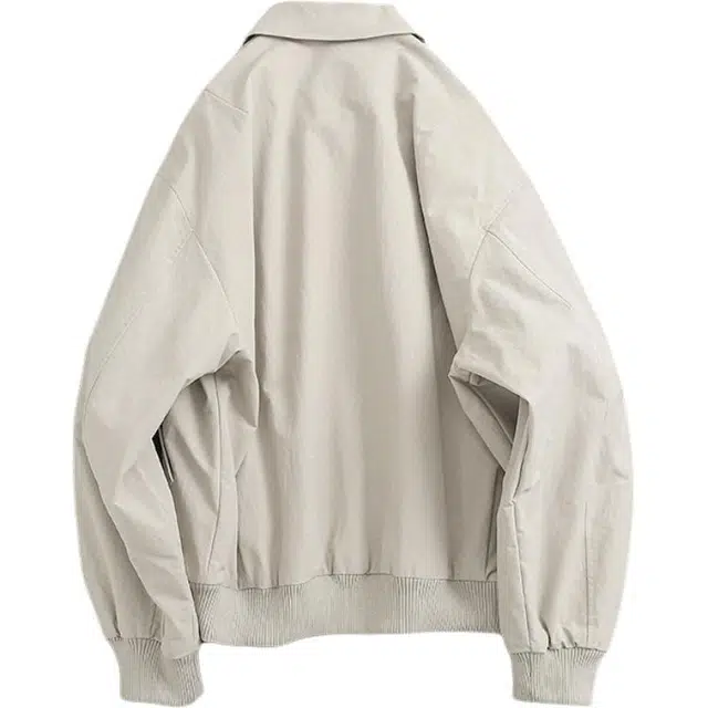 宫奴 日系休闲潮牌复古老钱风简约纯色宽松翻领飞行服夹克 男女同款