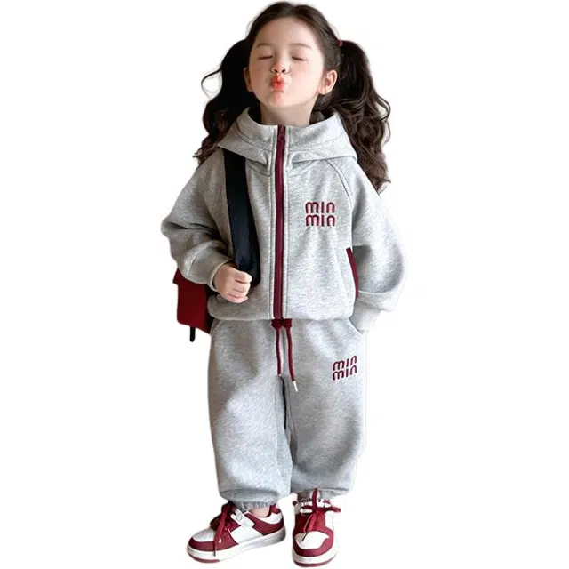 蓝彩何休闲运动套装 女小童卫衣春秋款服装小女孩两件套外套裤子女童衣服春装潮