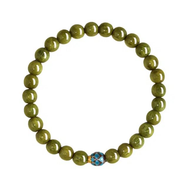 茂琼 新中式国风吉祥如意复古时尚小众轻奢简约百搭款式转运珠文玩经典设计盘串高级感#好运 绿檀 手串 女款