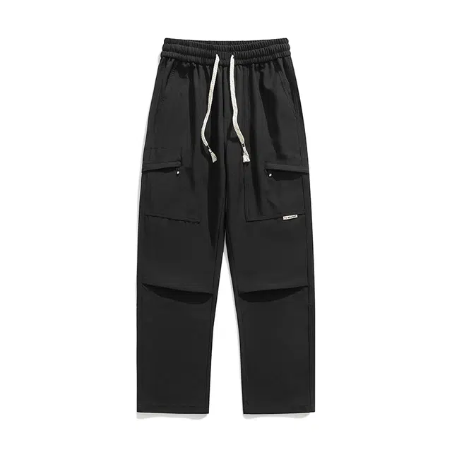 海尔斯 美式潮牌纯色中腰宽松系带休闲裤 男款