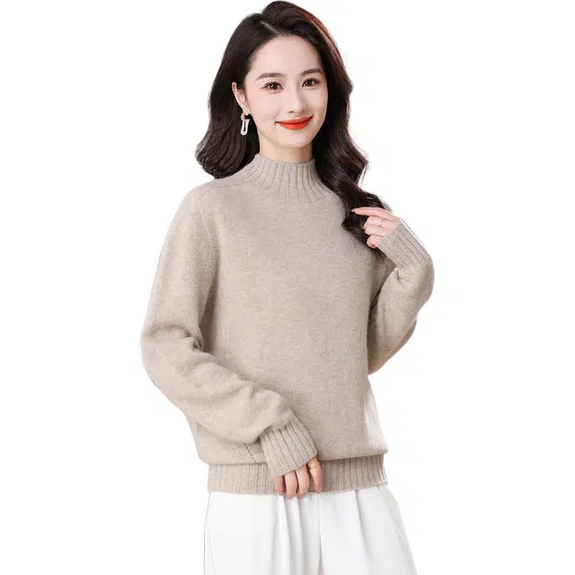 稻草人 优雅简约时尚舒适百搭保暖高端品质冬季打底羊绒衫 女款