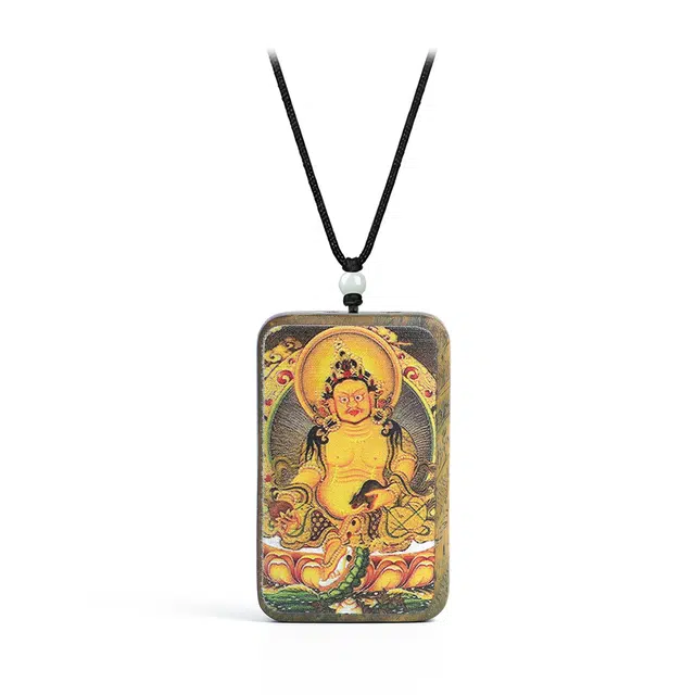 【锦鲤上上签】 玉临门 国风黄财神唐卡藏式首席财务官吊坠 小众设计藏传佛教护身符能量光速上岸#好运 绿檀 项链 男女同款情侣款