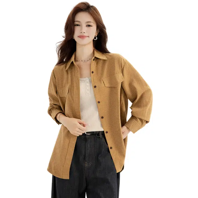 荟萃阁 复古格子宽松显瘦设计感别致衬衫 女款