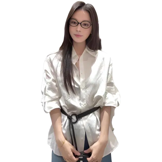 小卷要加油 配腰带长袖韩系穿搭收腰气质设计感小众衬衫 女款