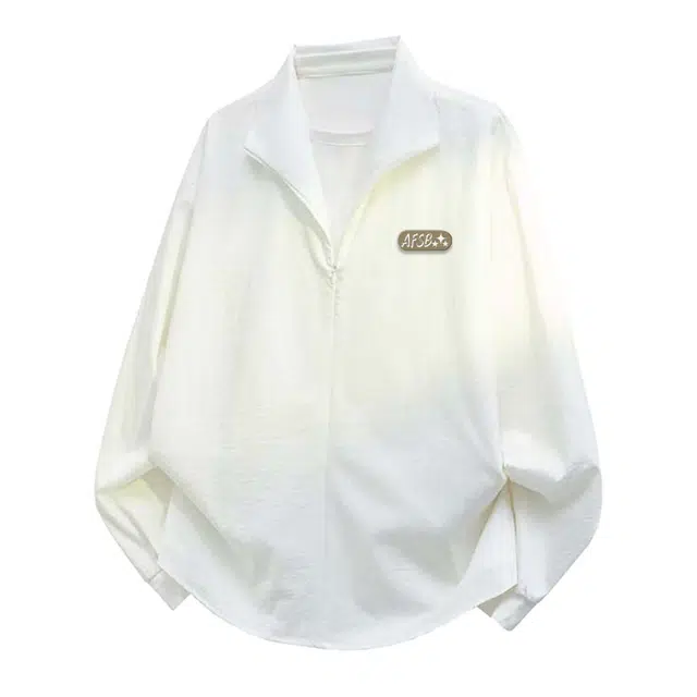 艾梵斯贝 美式复古潮流老钱风假两件春秋轻薄款混纺慵懒风宽松休闲时尚日常通勤百搭高级感无性别衬衫立领情侣款夹克 男女同款