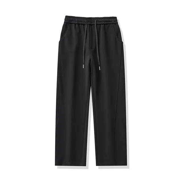 希越 柔顺垂感日常通勤潮男耐磨抗皱修身显腿长宽松长裤松紧腰抽绳设计双色简约男士推荐休闲裤 男款