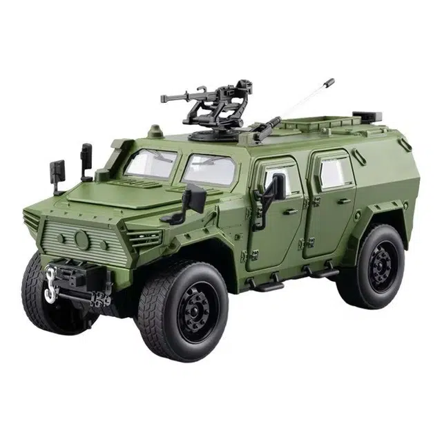 欧洛伊 猛士装甲车高配版 大号合金车 多处可开炮台模块可左右旋转替换 桌面装饰模型摆件 收藏车模