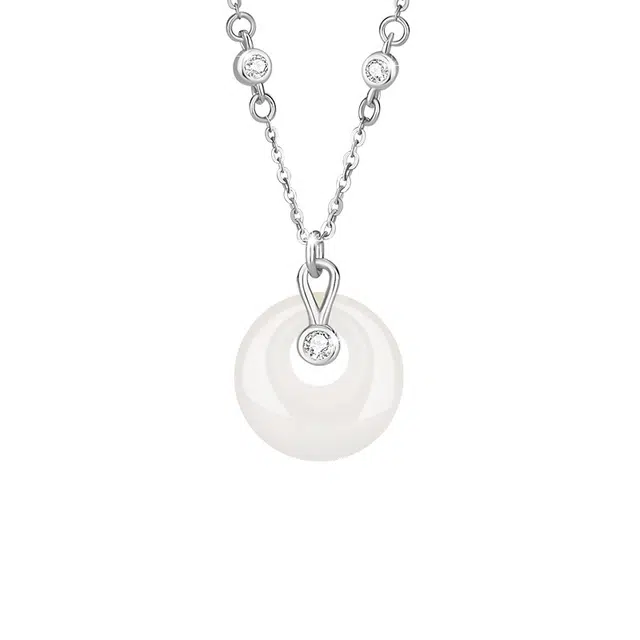 金大福 圆满平安扣 国潮新中式宫廷风顺遂高级感温润同心圆环森系甜美创意小众设计#好运 玉髓 项链 女款