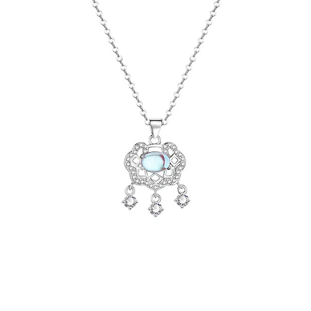 前方大荒野 月光平安锁锁骨链平安喜乐新中式小众设计轻奢独特日常百搭精致#好运 琉璃 项链 女款