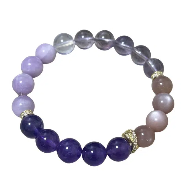 千叶珠宝 霓霞缀彩 金丝梦 粉紫渐变梦幻优雅灵动格调独特轻奢高级感小众设计款#好运天然 粉水晶 手串 男女同款情侣款