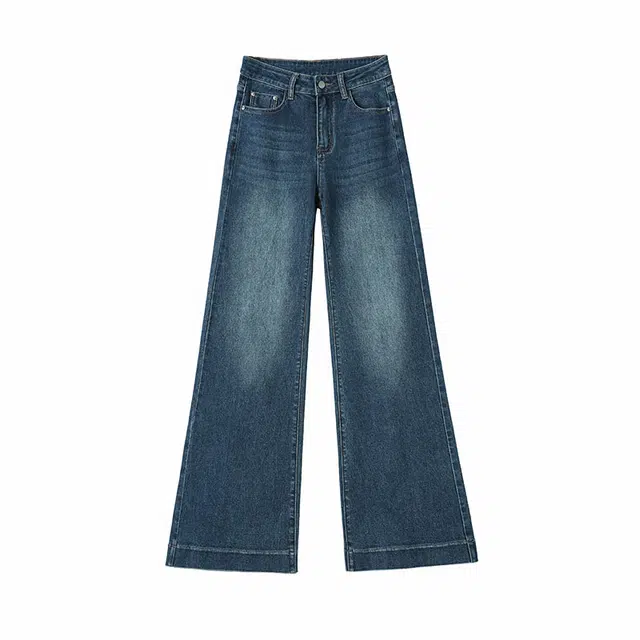 法文箱子 复古美式修身舒高腰微喇牛仔裤 女款