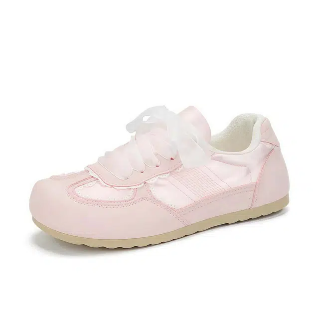 乐乐鱼 时尚蕾丝网纱透气少女芭蕾舞板鞋甜美单鞋 防滑 低帮 德训鞋 女