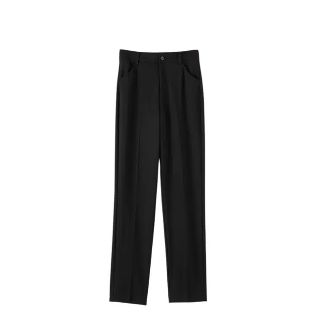 晚白 高腰版型小脚裤口有弹力通勤减龄休闲裤 女款