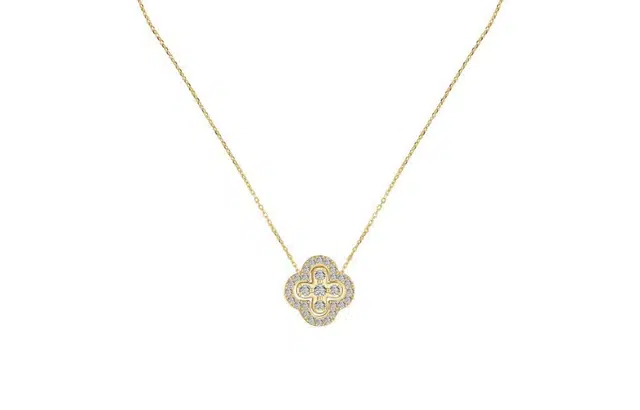 【爆闪四叶草】 迎百宝 幸运花朵可分开多种戴法小众设计奢华镶钻时尚锁骨链 合金 项链 男女同款情侣款