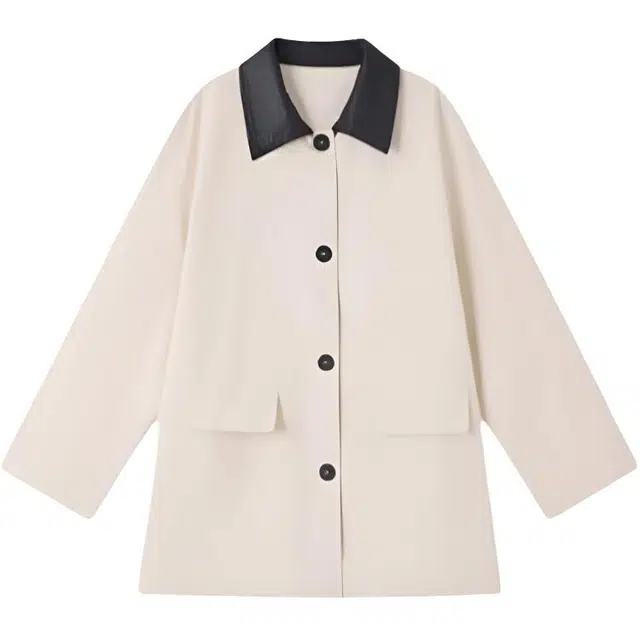 苏九儿 韩系中长款高级感复古拼接翻领风衣 女款