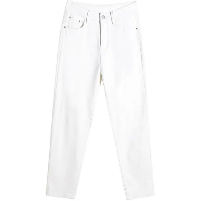 思蓓儿 高腰哈伦秋季弹力加绒小个子宽松九分老爹裤子牛仔裤 女款