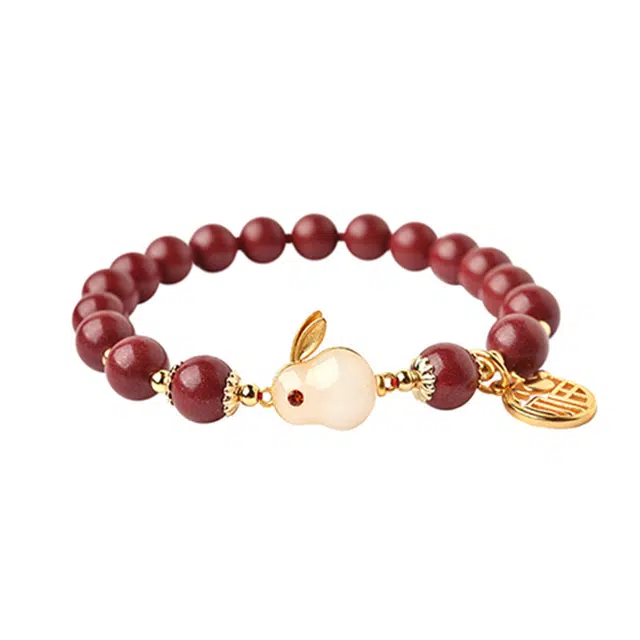 【匠心手作 前“兔”无量】 灵菲 高含量生肖兔  新中式国潮小众设计转运福牌手饰 吉祥平安 #好运 朱砂 手串 女款