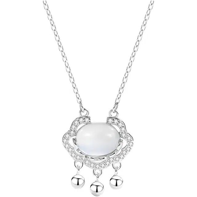 爱骊 新中式国潮富贵锁 转运招财时尚小众新中式 学生日常  轻奢高级感设计极简百搭显气质优雅平安顺遂 琉璃 项链 女款