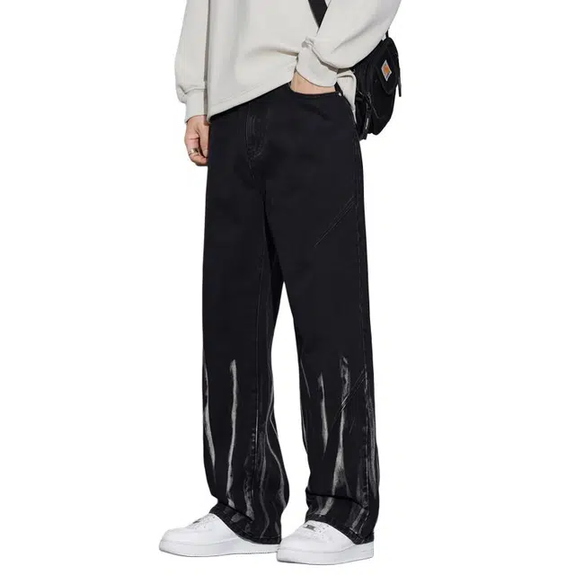 海尔斯 直筒美式休闲宽松牛仔裤 男款