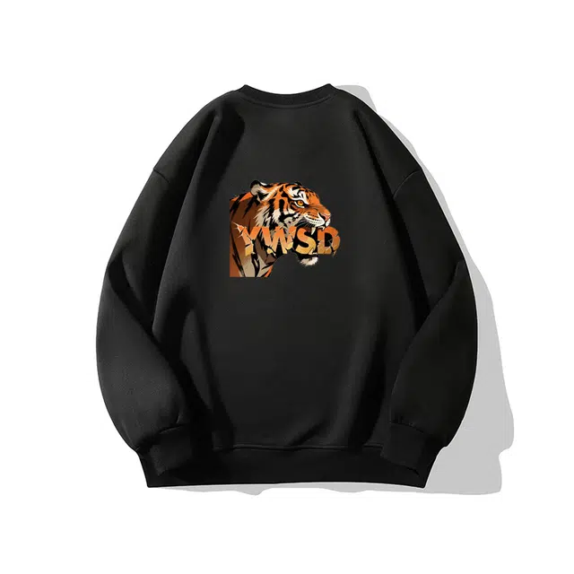 一碗士多 美式简约纯色小众高街百搭复古字母设计感宽松舒适日常通勤运动户外内搭个性落肩袖圆领卫衣 男女同款