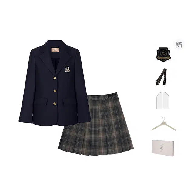 花铃太太 学院风三粒扣西装外套半身裙裙装套装 女款