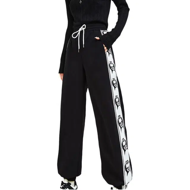 木果果木 秋款 直筒拼接街头风自然腰长裤休闲裤 宽松 女款