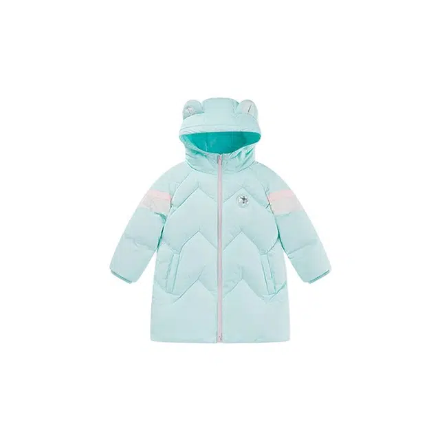 乔丹羽绒服 保暖连帽拉链中长款鸭绒 中小童